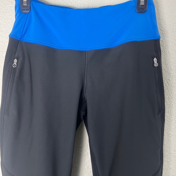 Lululemon Run: Bold In The Cold Pant Black / Beaming Blue Size 4 - Picture 16 of 16
